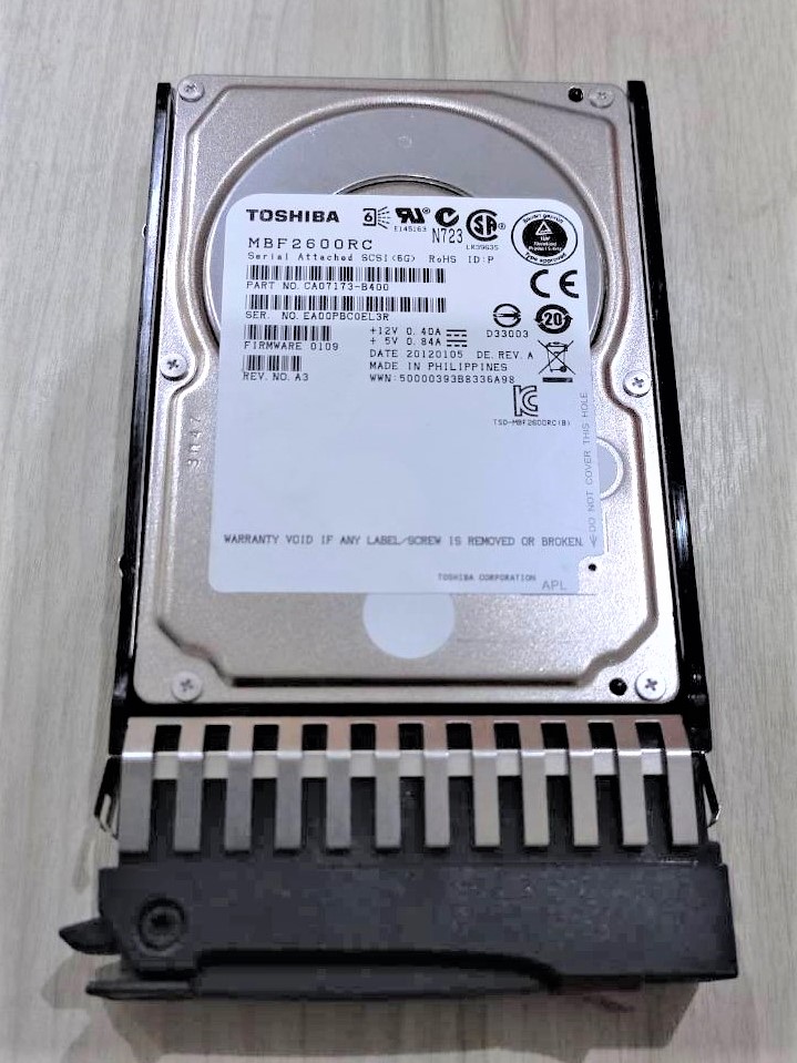 CA07173-B400, MBF2600RC Toshiba 6GB SAS 2.5 Hard Drive.