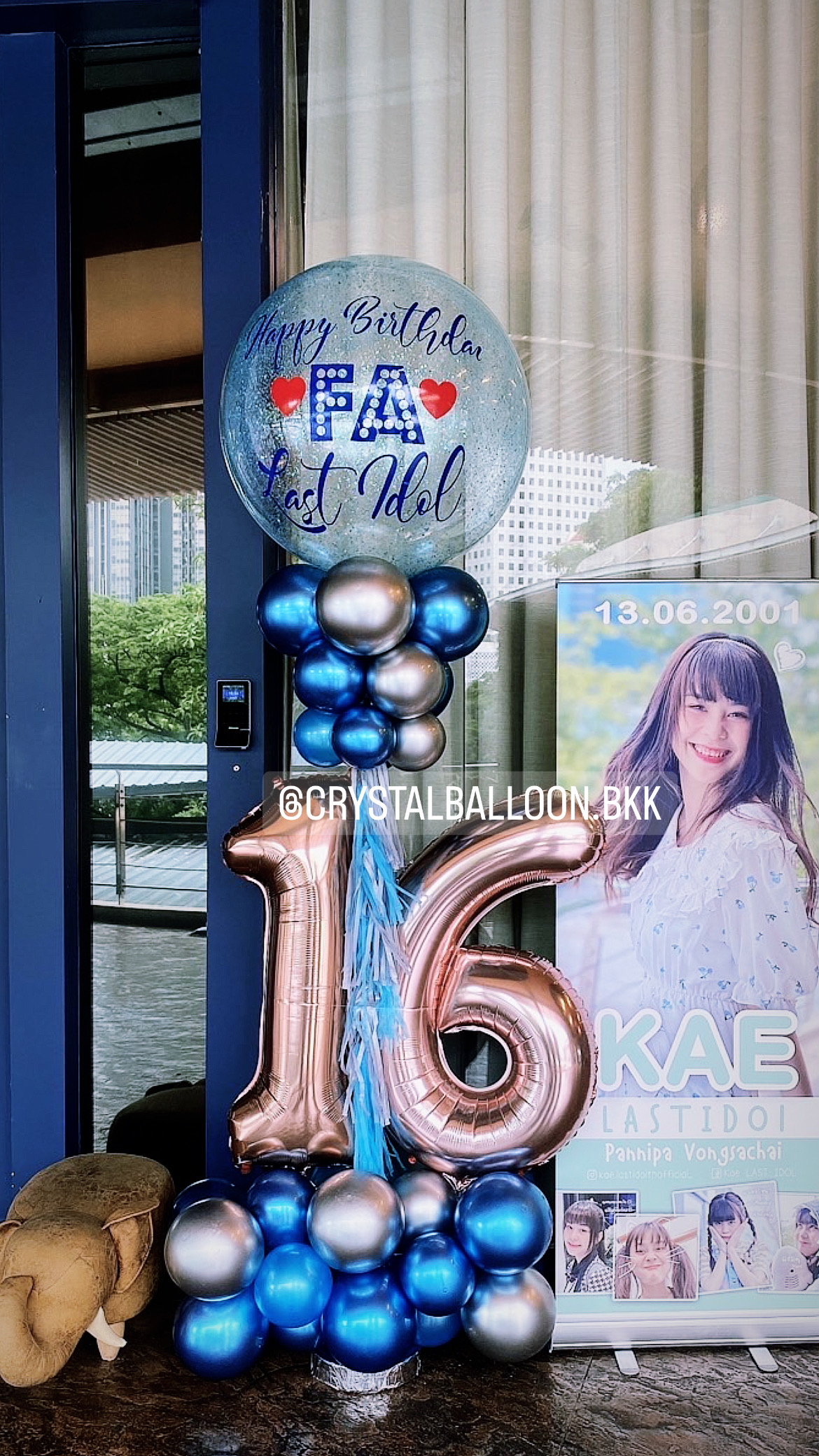 เสาลูกโป่ง วันเกิด Bubble 36" สีฟ้า พร้อม ฟอยล์ตัวเลข ขนาด 40" ตั้งฐาน 2 ชิ้น สามารถเปลี่ยนสีลูกโป่ง/เปลี่ยนข้อความ/เปลี่ยนสี-ฟอยล์ตัวเลขได้