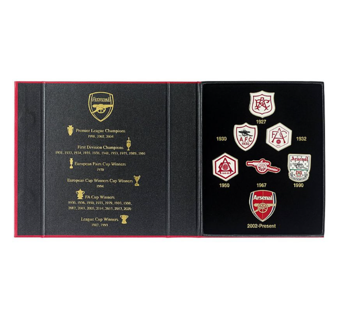 ชุดเข็มกลัดอาร์เซนอล ARSENAL 7 PIECE PIN BADGE จัดชุด 7 ชิ้น 7 ตราสโมสรในอดีตถึงปัจจุบันของแท้