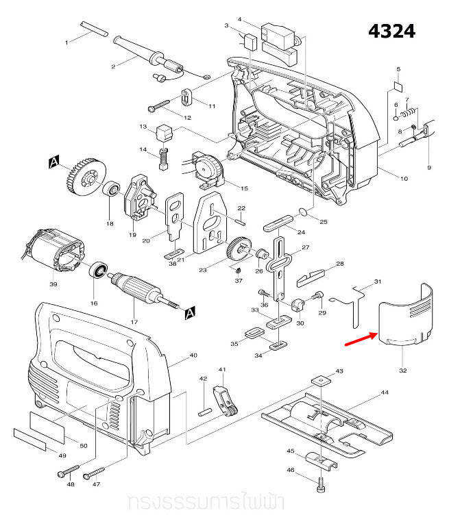 ตัวกันฝุ่น จิ๊กซอว์ Makita มากีต้า 4323 [#4], 4324 [#32], 4327, 4329 [#31] Pn.416476-5 (แท้) ## (*)