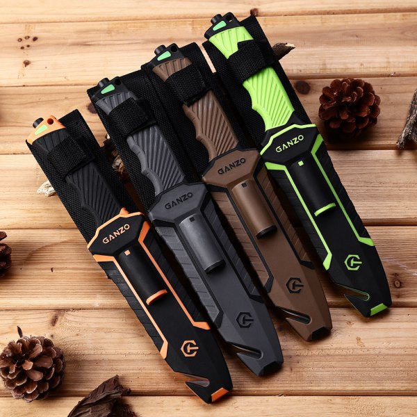 มีดใบตายเดินป่า Ganzo กานโซ่ รุ่น G-803 DY สีน้ำตาลตัดดำ รุ่นใหม่ ของแท้ 100%