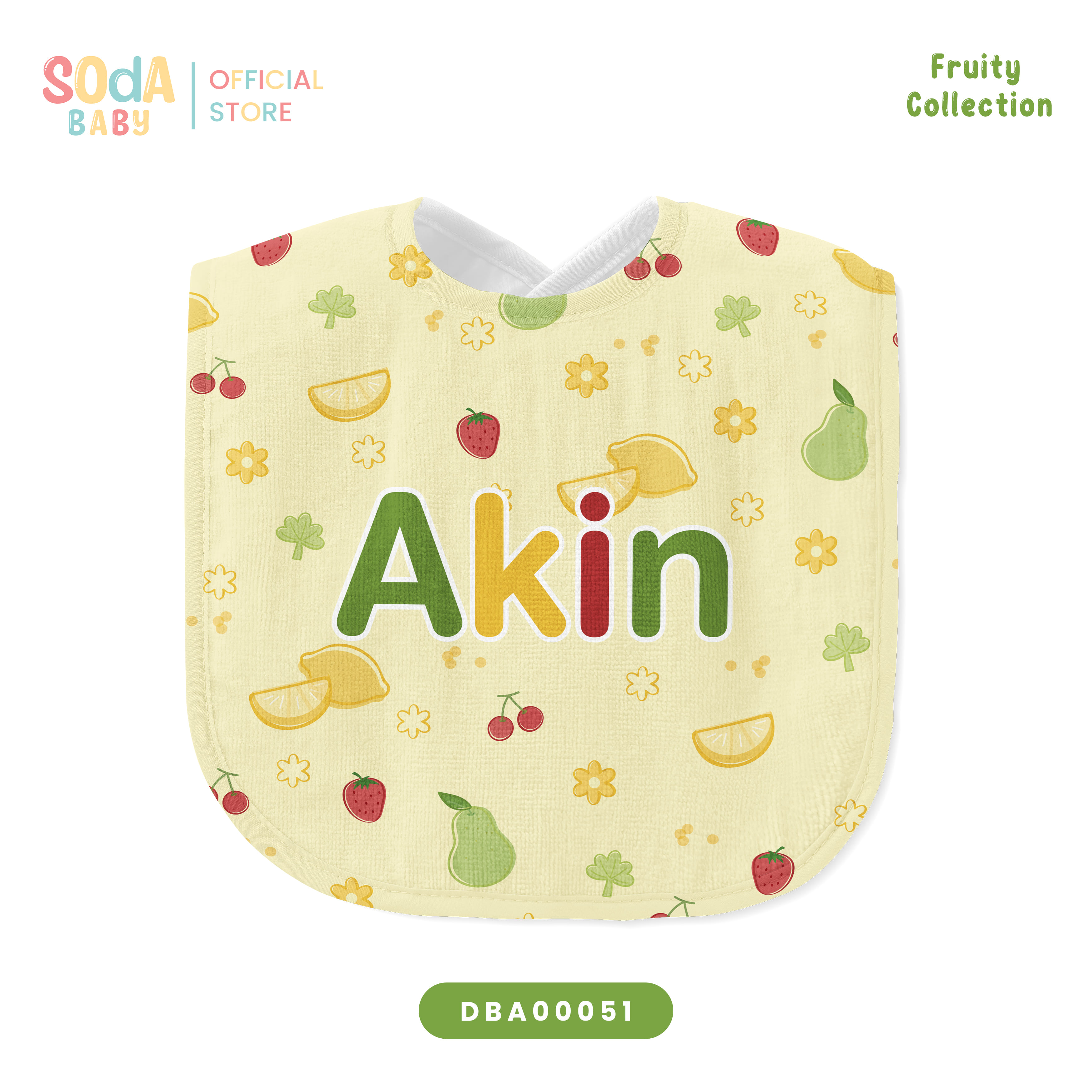 ผ้าซับน้ำลาย Baby Bib ลาย Mixed Fruit (Yellow) 🍒 Fruity Collection รหัส DBA00051 #SOdAbaby #BabyBib