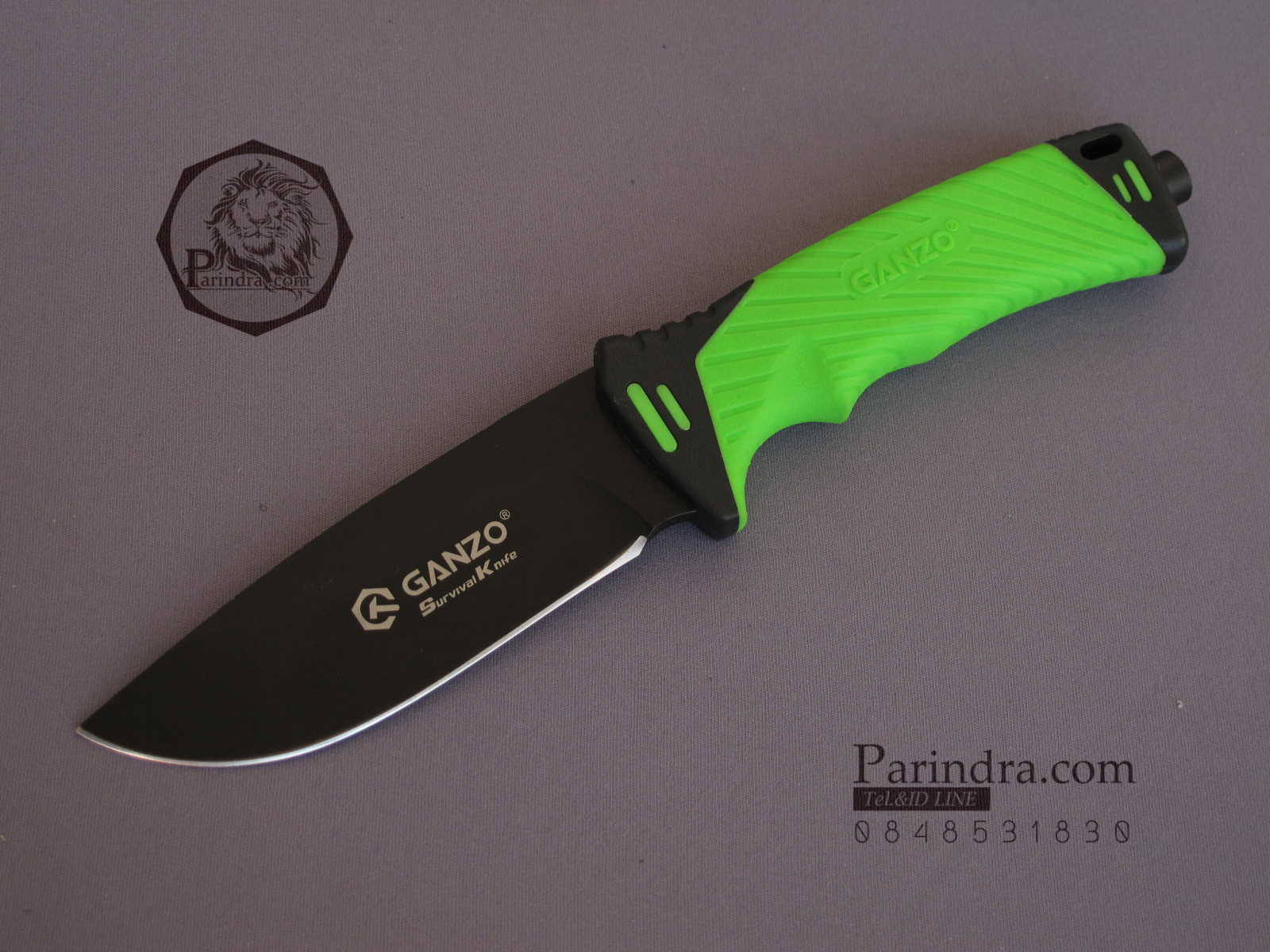 มีดใบตายเดินป่า Ganzo Hunting Survival Knife กานโซ่ รุ่น G-801 LG สีเขียวอ่อนตัดดำ ของแท้ 100%
