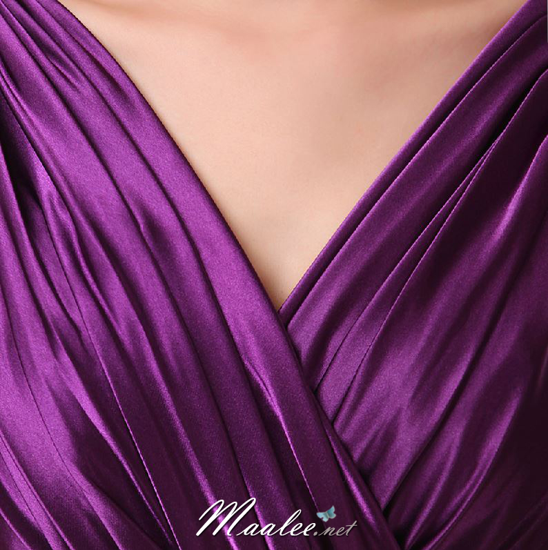 พร้อมเช่า ชุดราตรียาว สีม่วง กระโปรงผ้าซาติน ปักเลื่อมสวยหรู