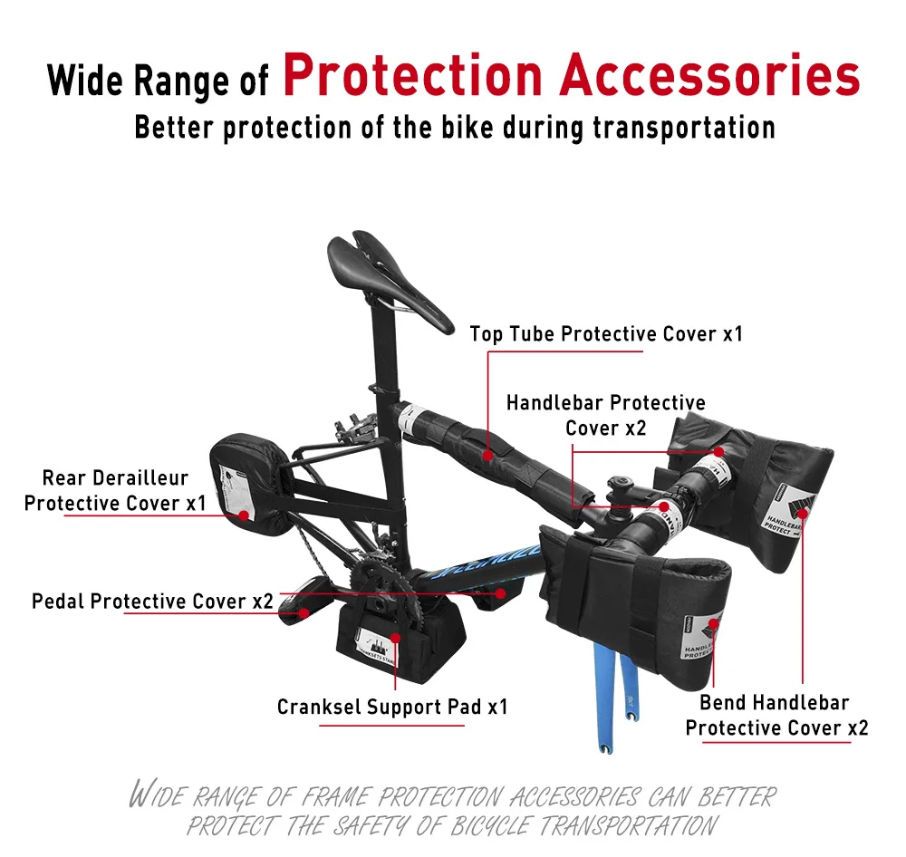 NOOYAH BK015 Pro Bike Travel Case – No Need to Remove Handlebars or Pedals | Full 16-Piece Protection Kit