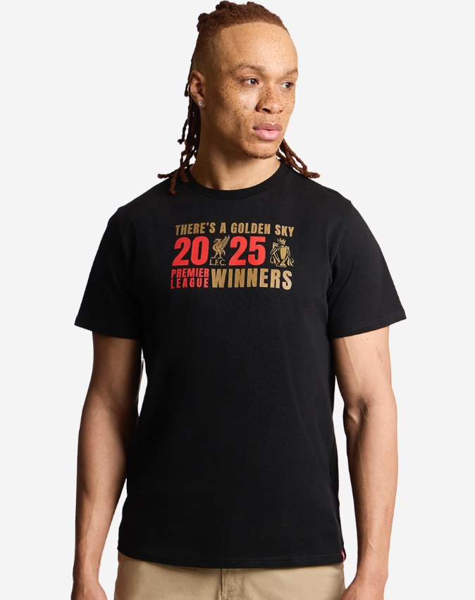 เสื้อทีเชิ้ตลิเวอร์พูลแชมป์พรีเมียร์ลีก CHAMPIONS 2025 สีดำของแท้