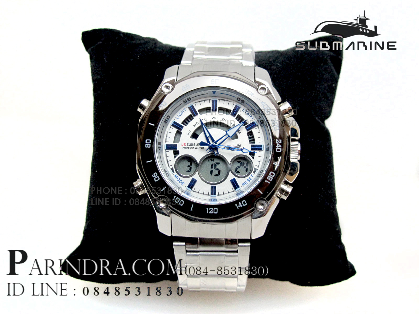 นาฬิกา US Submarine TA5224M หน้าปัดขาวเข็มน้ำเงิน
