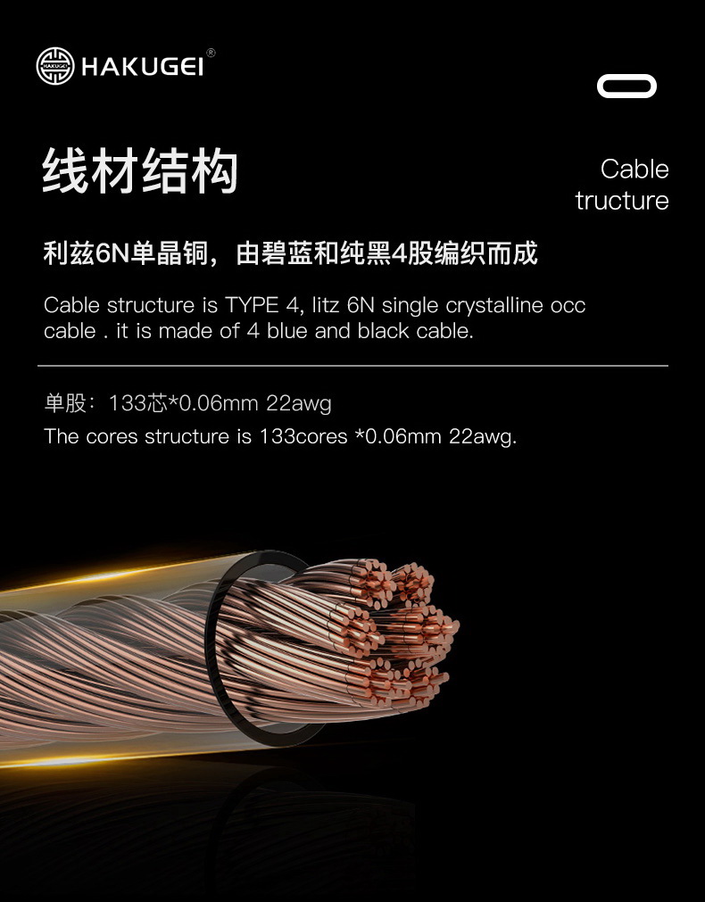 ขาย Hakugei Moonstone สายอัพเกรดหูฟัง 6N OCC ระดับเทพ