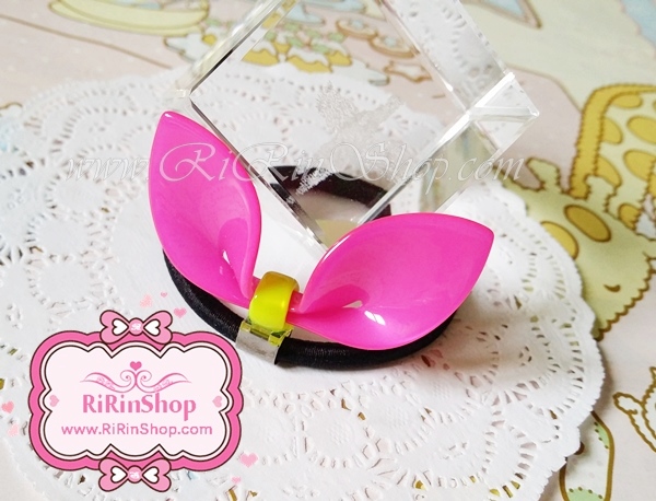 Aznavour ยางรัดผมเซลลูโลสโบว์หูกระต่าย ( Neon Pink )