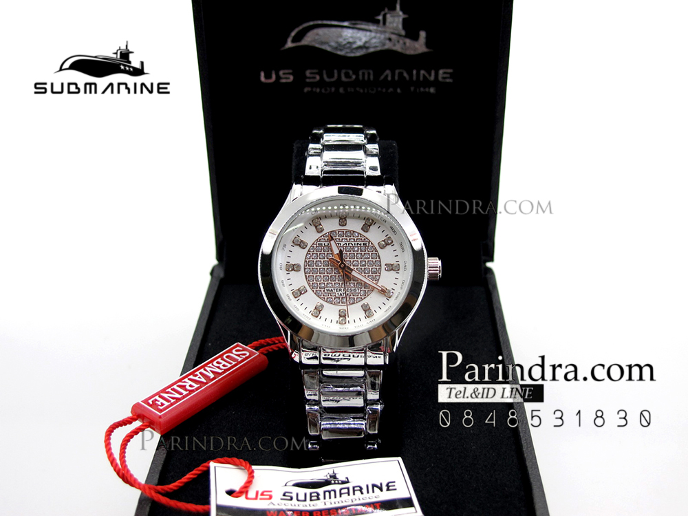 นาฬิกา U.S. submarine รุ่น J075L หน้าปัดคริตตัลสีขาวลาย Pink Gold