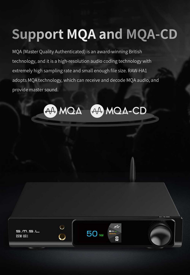 SMSL RAW-HA1 แอมพลิฟายเออร์กำลังสูง ชิป Infineon รองรับ MQA, MQA-CD, LDAC ประกันศูนย์ไทย