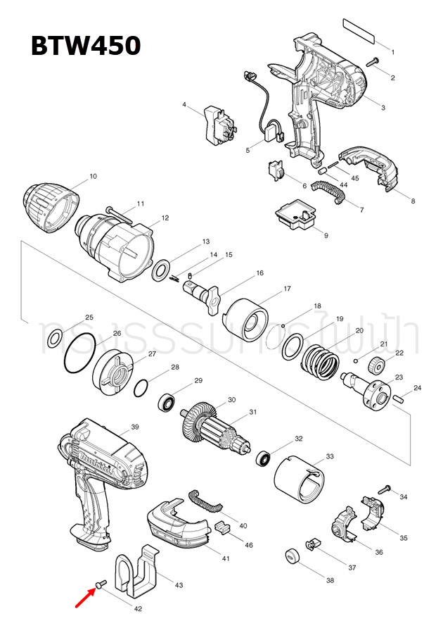 SCREW M4X12 บล๊อกไร้สาย Makita มากีต้า BTW450 [#42], DTW1001 [#48] Pn.251314-2 (แท้) ##