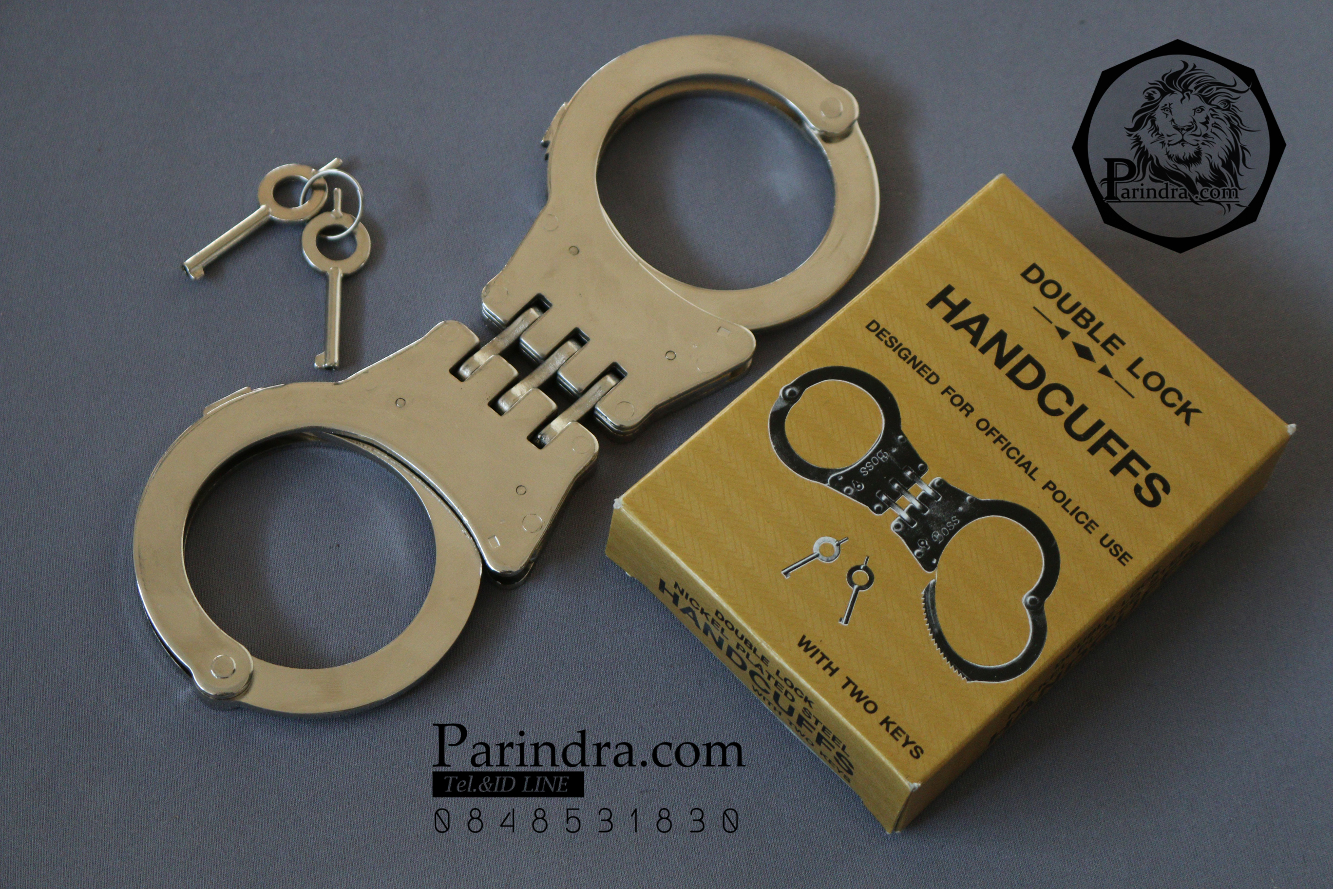 กุญแจมืออย่างดี แบบเดียวกับตำรวจใช้ Handcuffs Double Lock ทนทาน มีกุญแจให้สองดอก