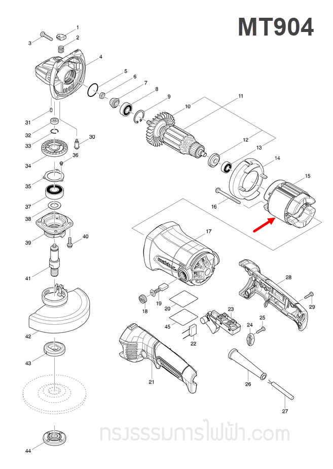ฟิลคอยล์ หินเจียร Maktec-Makita MT904, MT905, M9002, M9002B, M9003B P/N.594668-7 (แท้) ##(*)
