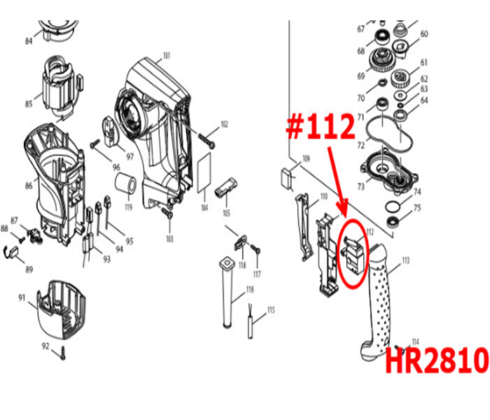 สวิทช์ สว่าน Makita HR2810 [#112] Pn.650591-7 (แท้) ##