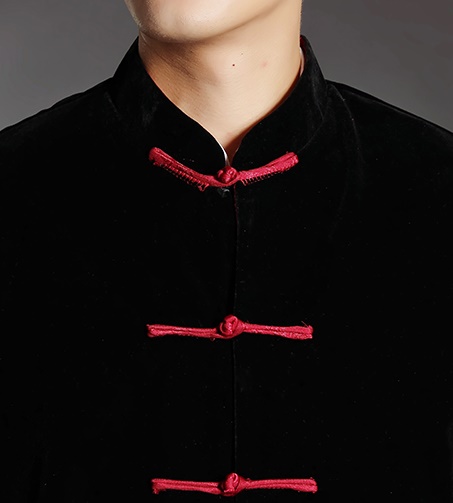 Preorder เสื้อจีนชาย เสื้อคอจีนแขนยาว ใส่ได้2ด้าน กระดุมหน้า ผ้ากำมะหยี่