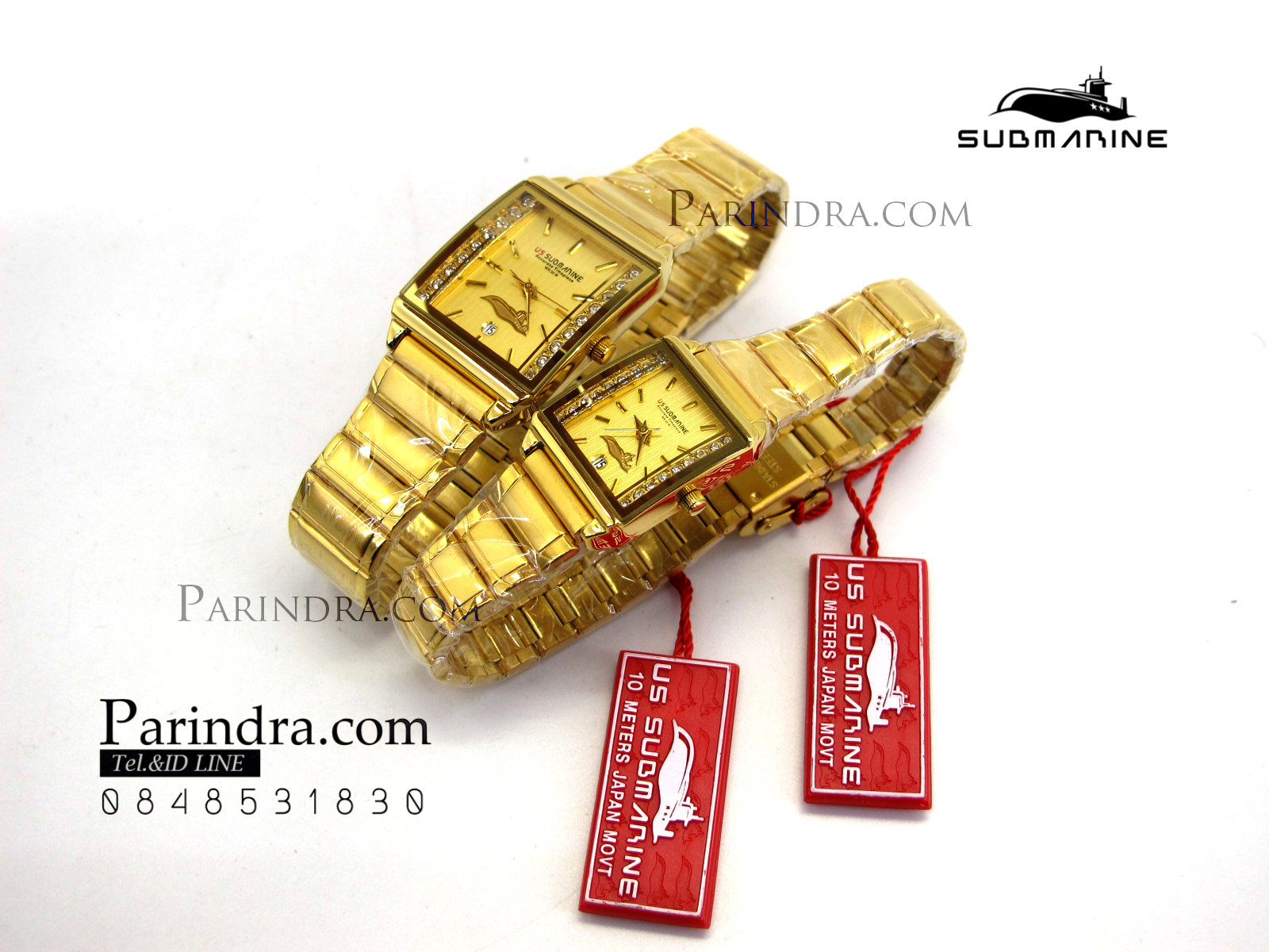 นาฬิกา US submarine รุ่น SUB1012M สายสแตนเลสสีทองหน้าทองขอบเพชร เรือนใหญ่