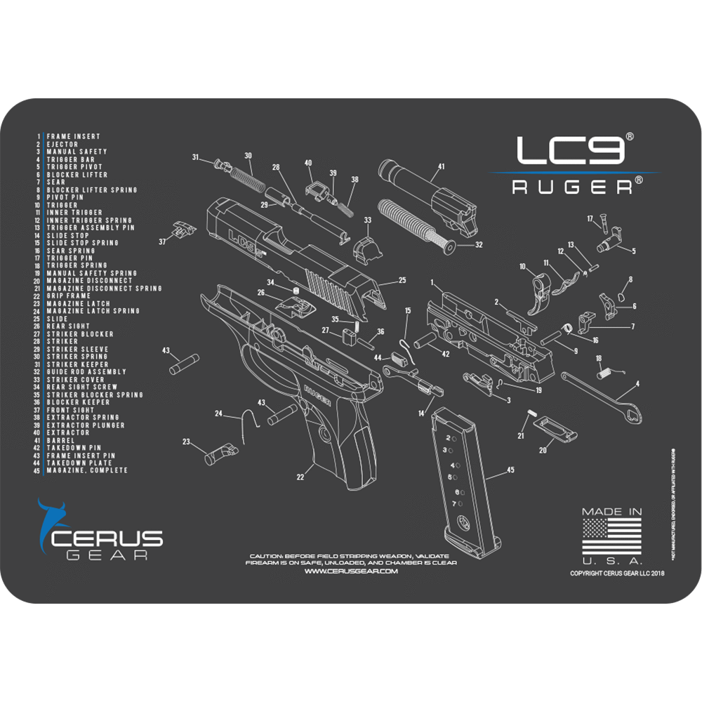 RUGER LC9® SCHEMATIC Charcoal Gray PROMAT
