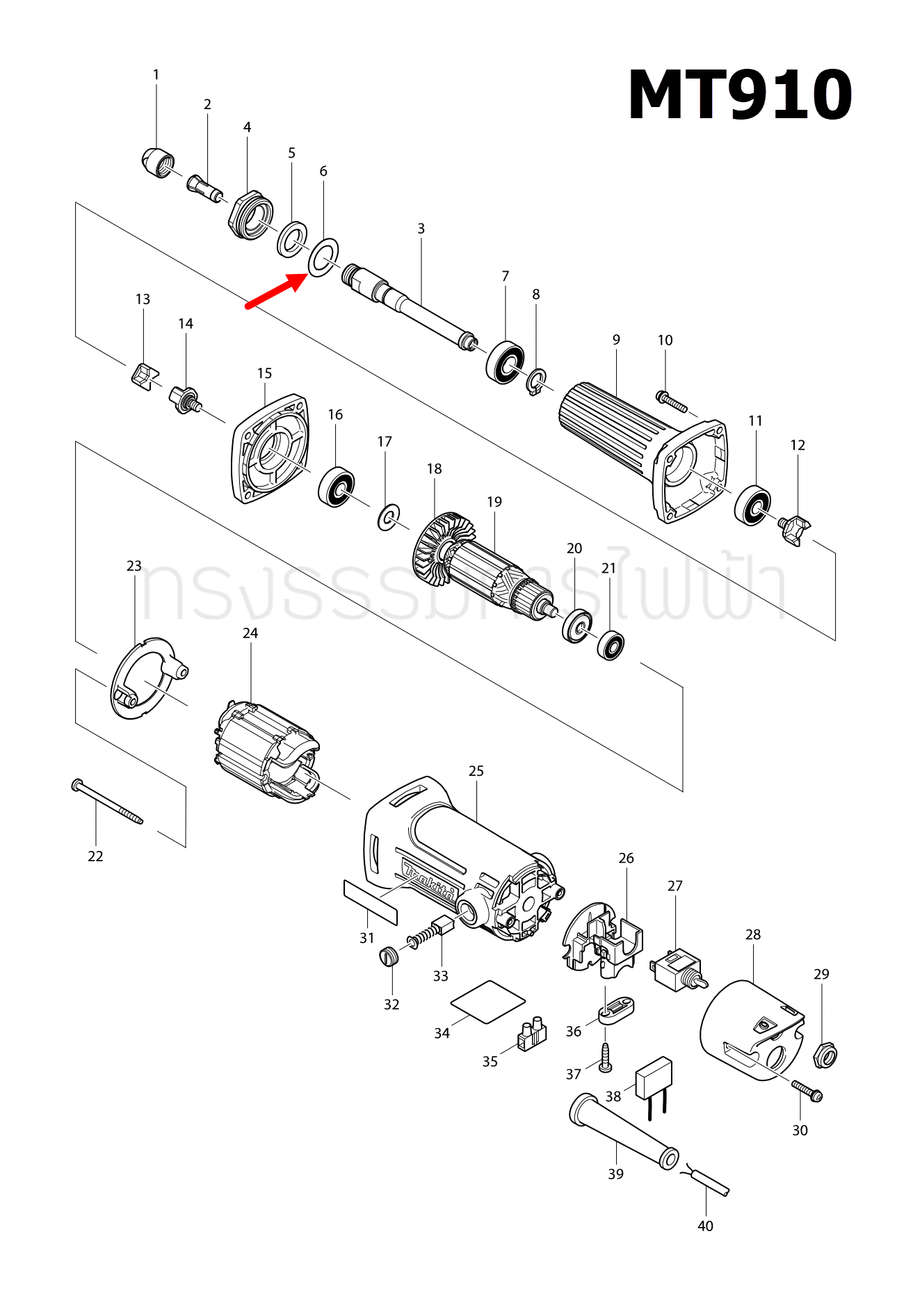 FLAT WASHER 18 หินเจียรคอตรง มาคเทค-Maktec MT910, GD0600, BGD800, M9100B [#6] Pn.267329-9 (แท้) ##