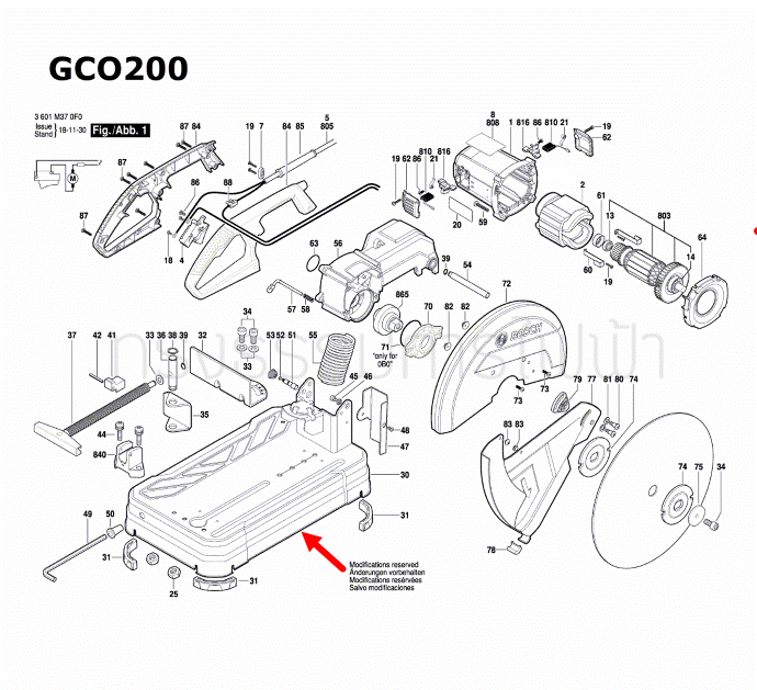 ฐาน เครื่องตัดเหล็ก BOSCH รุ่น GCO200 Pn.1609B02358 (แท้-สั่ง)