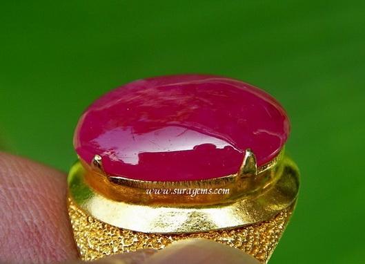 Natural Ruby Burma ทับทิมพม่า ทรงหยดน้ำ สีแดงสดเลือดนกพิราบ (Pigeon Blood Red Ruby) เผาเก่า ขนาด 15.47x11.08x4.03 มม. นน.7.31 ct.