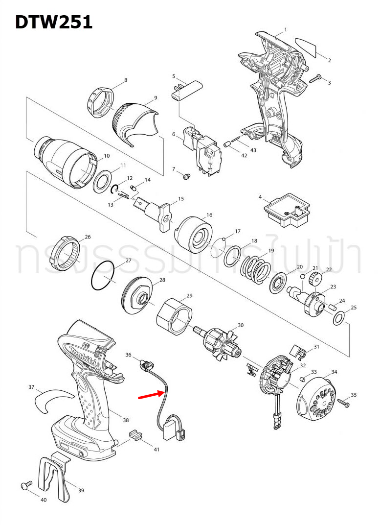 LIGHT CIRCUIT บล๊อกไร้สาย Makita มากีต้า DTW251 [#36] Pn.631693-8 (แท้) ##