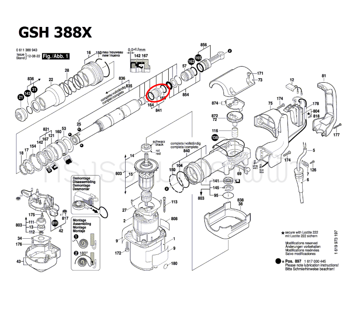 ลูกค้อน สว่านโรตารี่ Bosch บอช GSH388, GSH388X [#841] Pn.1617000452 (แท้-สั่ง)