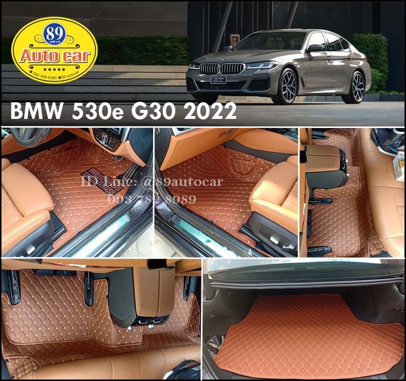 ขายพรมปูพื้นรถยนต์ BMW 530e G30 ปูพรม6D สีน้ำตาลเข้ม + ท้ายเก็บของ เต็มคัน