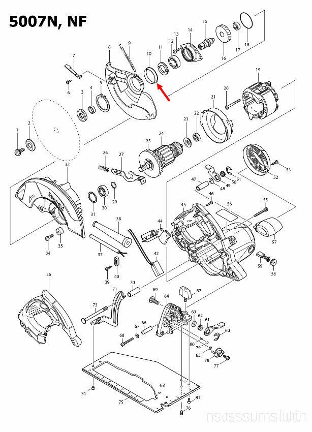 SPACER เลื่อยวงเดือน มากีต้า-Makita 5007N, 5007NF [#10] Pn.345422-0 (แท้) ##