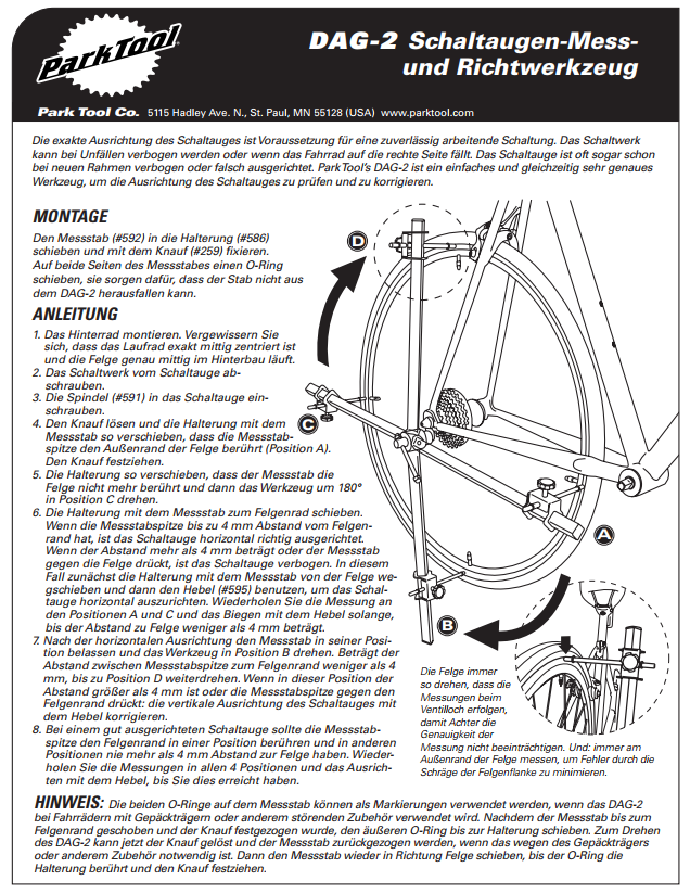 ตัวดัดดร็อปเอาท์ Park Tool DAG-2.2 derailleur hanger alignment gauge