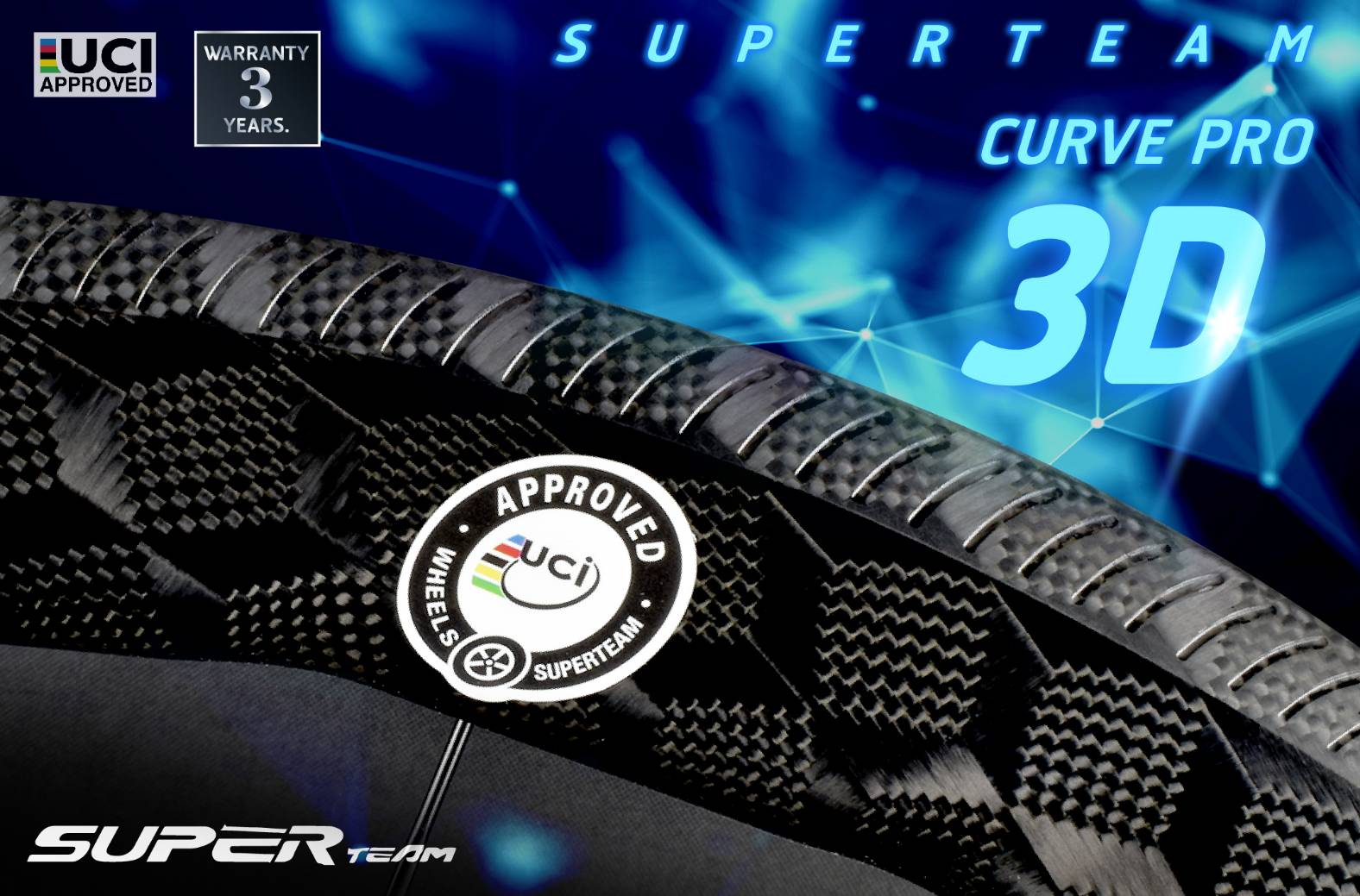 ล้อคาร์บอน SuperTeam Curve Pro 50/50 สุดลื่น ขอบล้อทนควมร้อนถึง 250 องศา ขอบอ้วน กว้าง 25 มม. แบบงัด