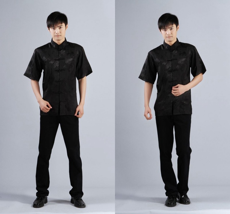 Pre-order ชุดจีน เสื้อจีนชาย แขนสั้น สีดำ
