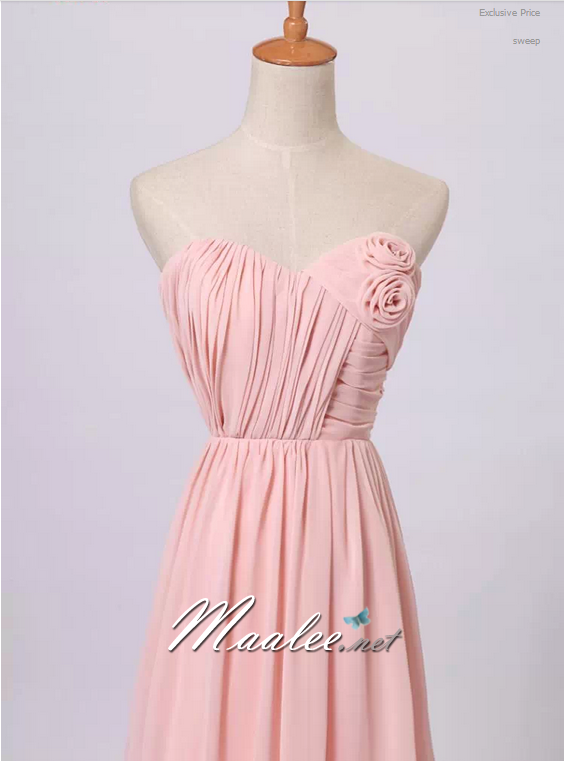 พร้อมส่ง ชุดราตรียาว สีชมพูอ่อน ชุดเพื่อนเจ้าสาว Pink-002C