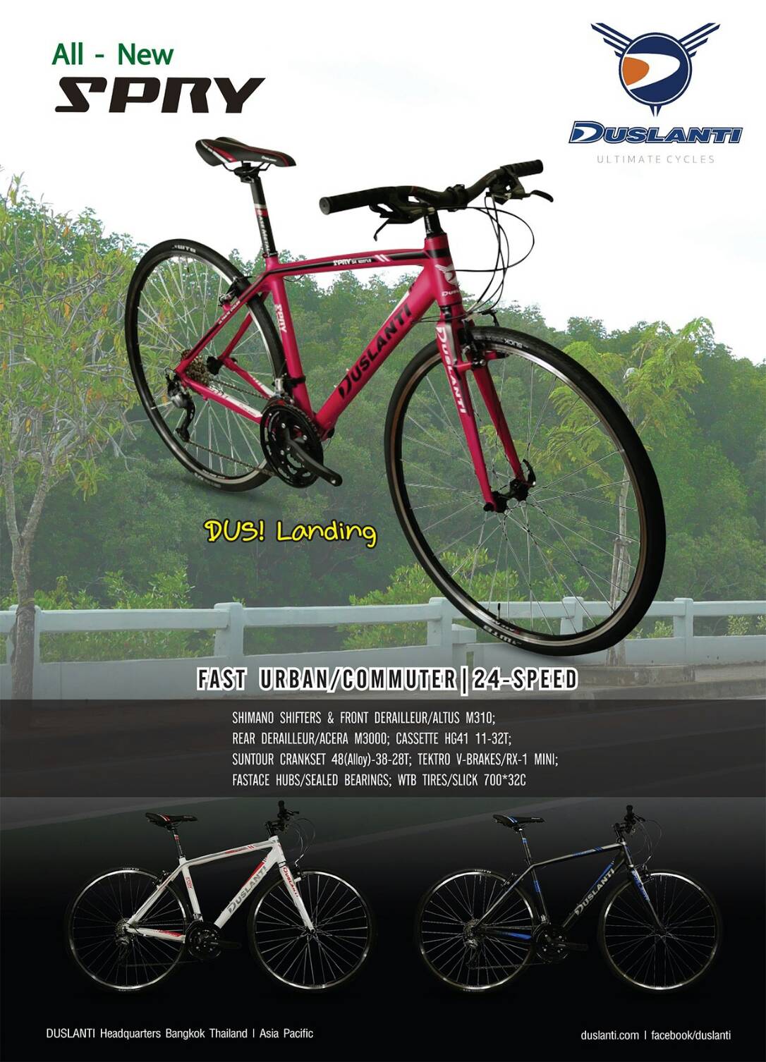 จักรยานทัวร์ริ่ง Hybrid Duslanti " SPRY " เฟรมอลู 24 สปีด ไฮบริดเกียร์ ชิมาโน่แท้ ล้อ 700c