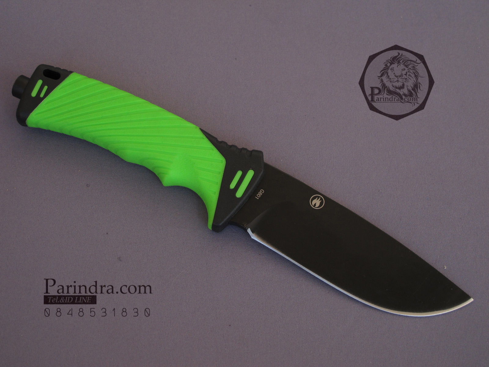 มีดใบตายเดินป่า Ganzo Hunting Survival Knife กานโซ่ รุ่น G-801 LG สีเขียวอ่อนตัดดำ ของแท้ 100%