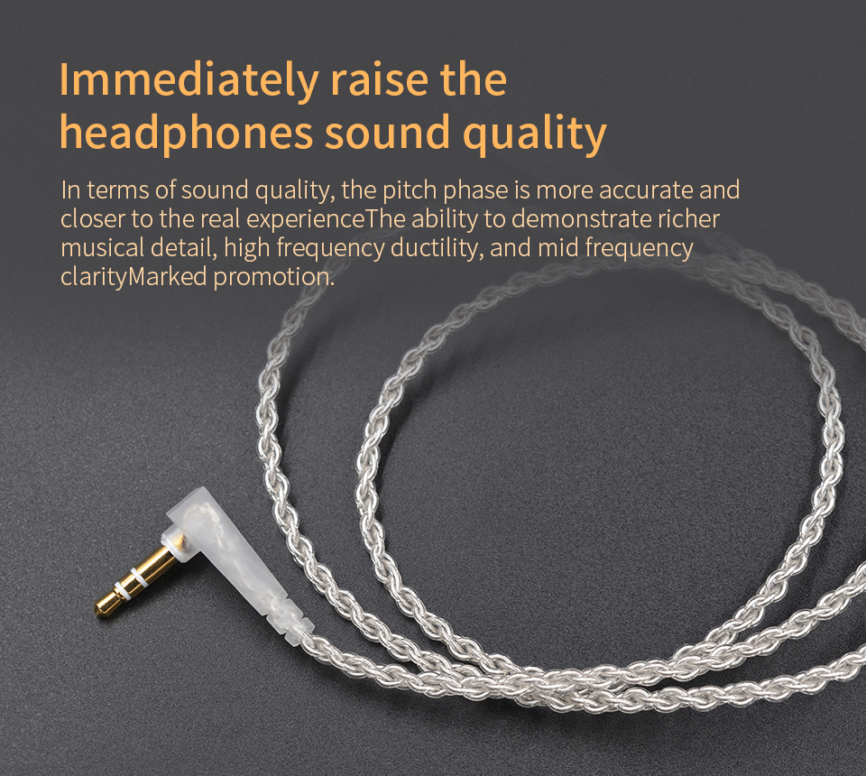 ขาย KZ Crystal สายอัพเกรดหูฟัง ทองแดงชุบเงินถัก คุณภาพสูง