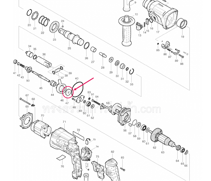 เฟือง สว่านโรตารี่ มากีต้า Makita HR2230, HR2460, HR2470, HR2470F Pn.226656-3 (แท้)(**)