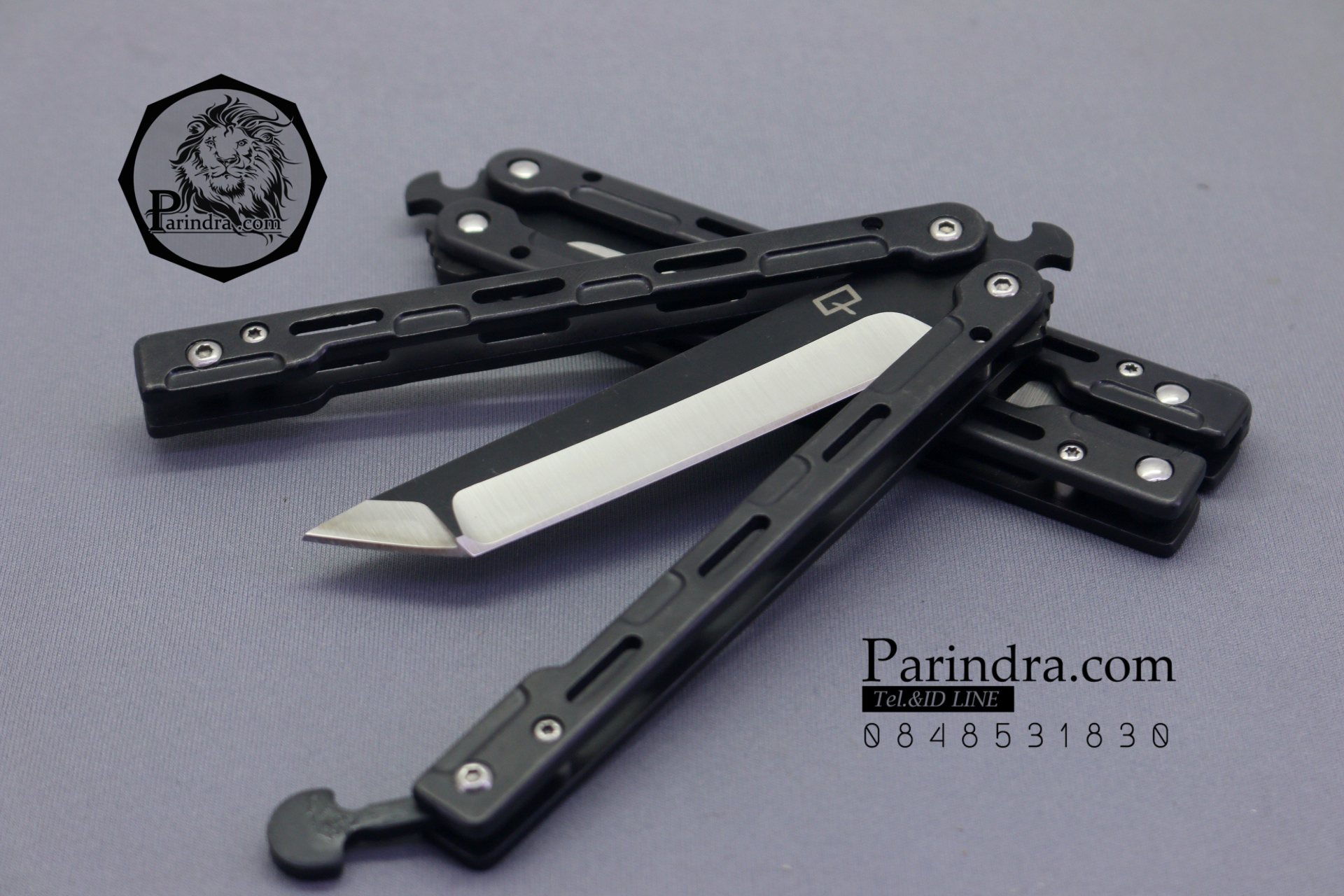 มีดบาลีซอง Balisong มีดควง มีดปีกผีเสื้อ ปลาย Tanto ด้ามสีดำ BLA018