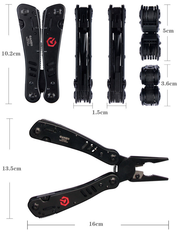 คีมเอนกประสงค์ Multi-Tools Ganzo กานโซ่ รุ่น G302-B สีดำสนิท ของแท้ 100%