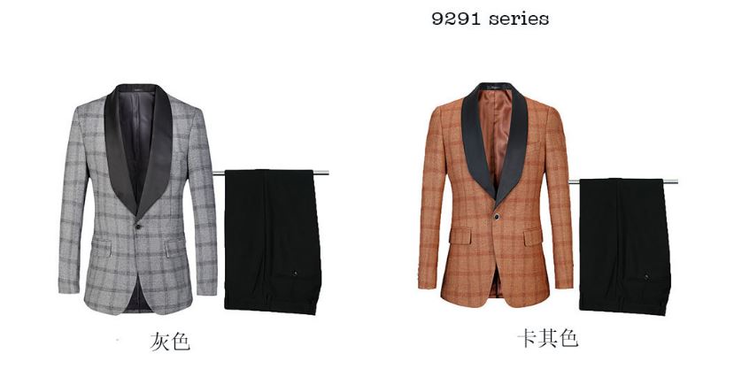 Pre-order ชุดสูทชาย ลายสก็อตสีเทาปกดำ รุ่นยอดฮิต