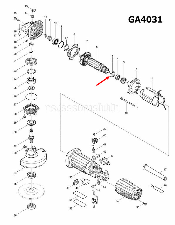 INSULATION WASHER หินเจียรไฟฟ้า Makita MT190, MT370, MT372, MT814, MT958, HR2475, HP1630, GA4030, GA4031, 4350CT, 9500NB, 9533B, 9553NB, 9556NB, HN, HP Pn.681636-0(แท้)
