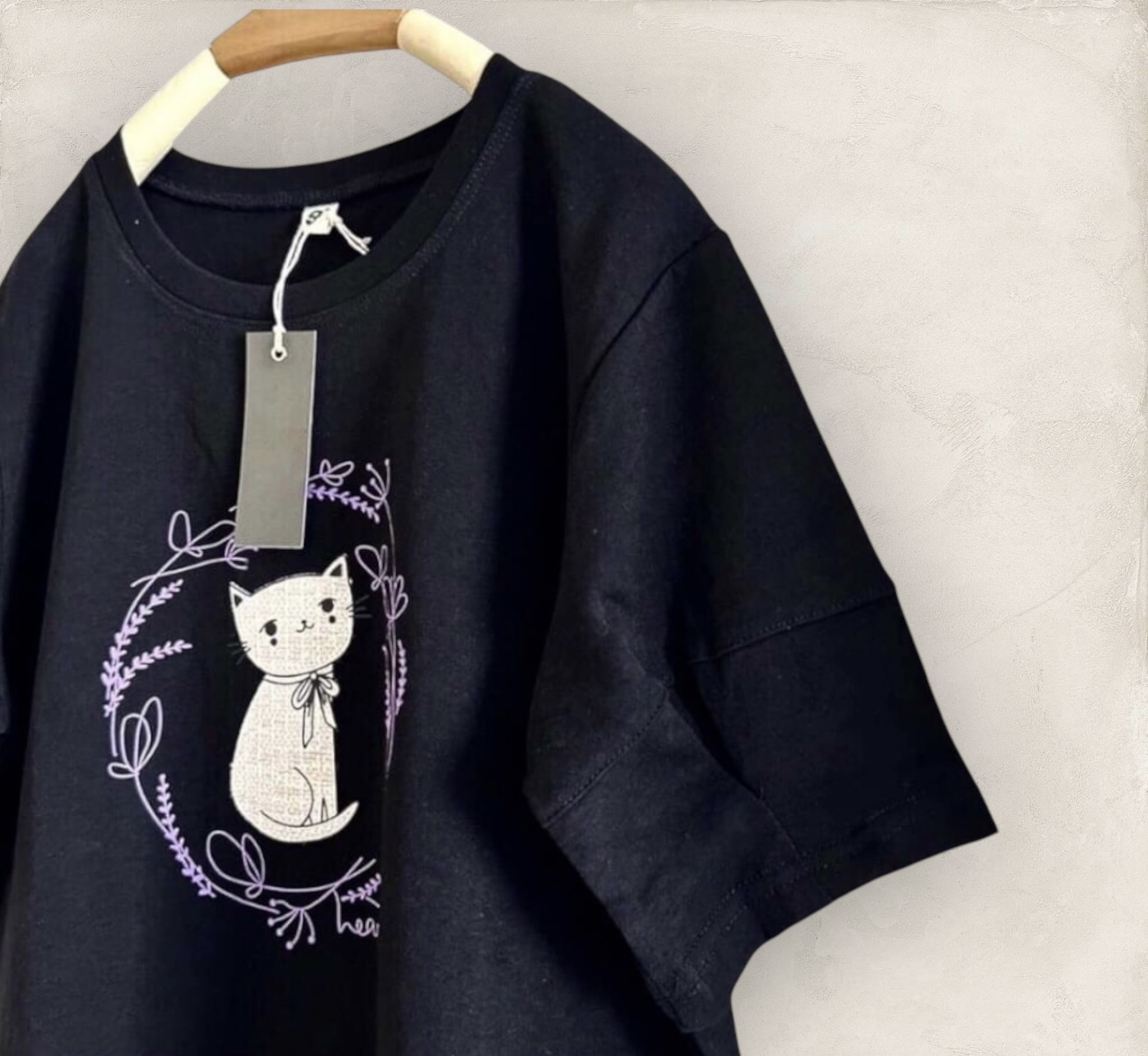 เสื้อยืดปักลายแมว 9am
