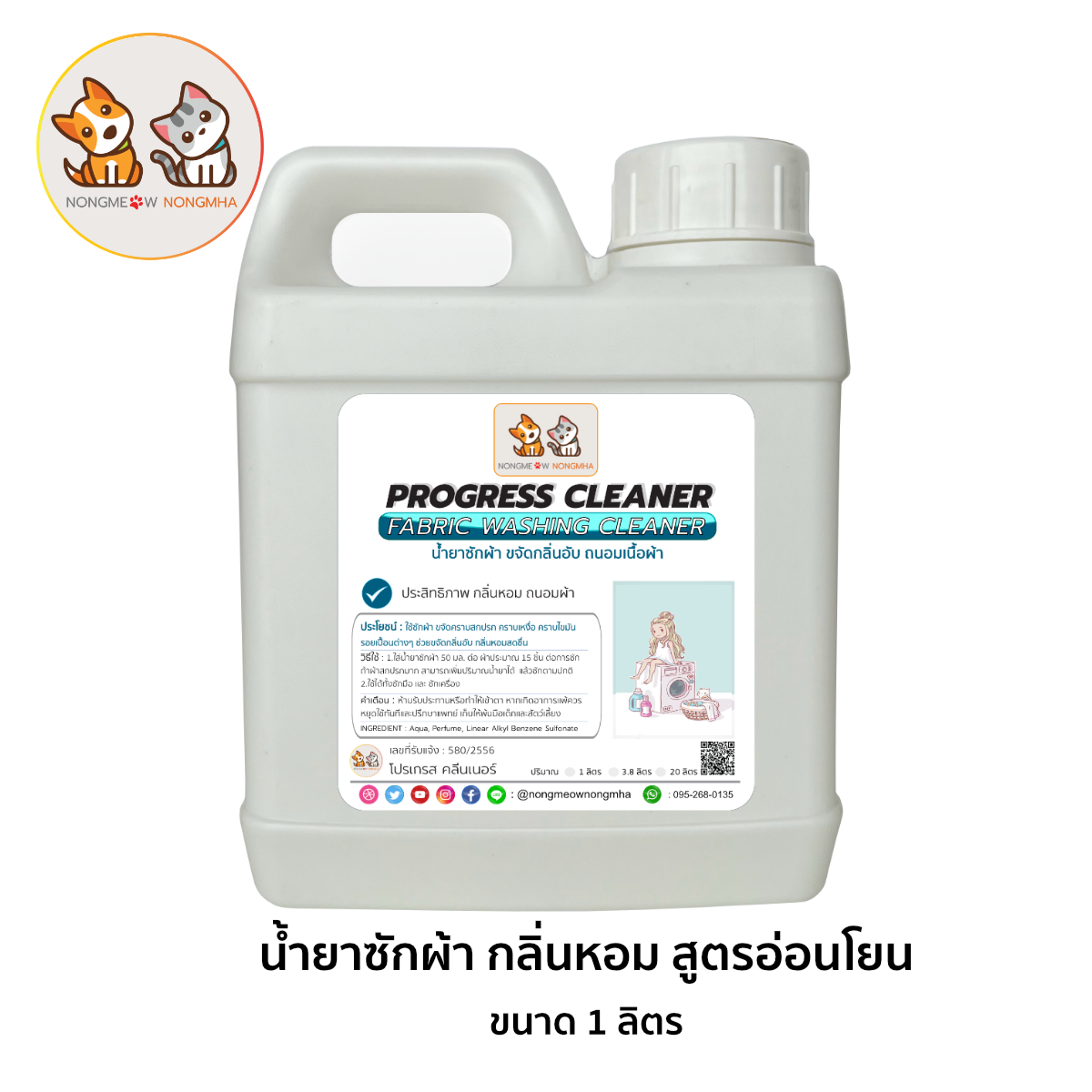 น้ำยาซักผ้า ซักชุดชั้นใน ขจัดกลิ่นอับ ถนอมเนื้อผ้า อ่อนโยน สีฟ้า กลิ่นบูลสกาย 1 ลิตร BY น้องแมวน้องหมา