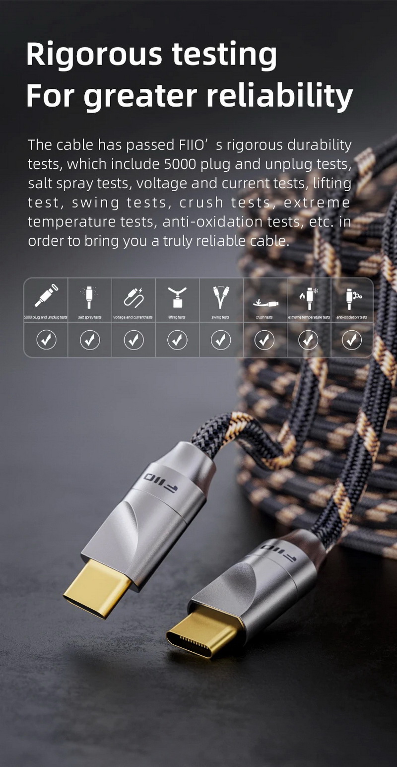 FiiO LT-TC5 สายชาร์จ/สายดาต้า แบบ TypeC เป็น TypeC เส้นเดียวครบจบในตัว