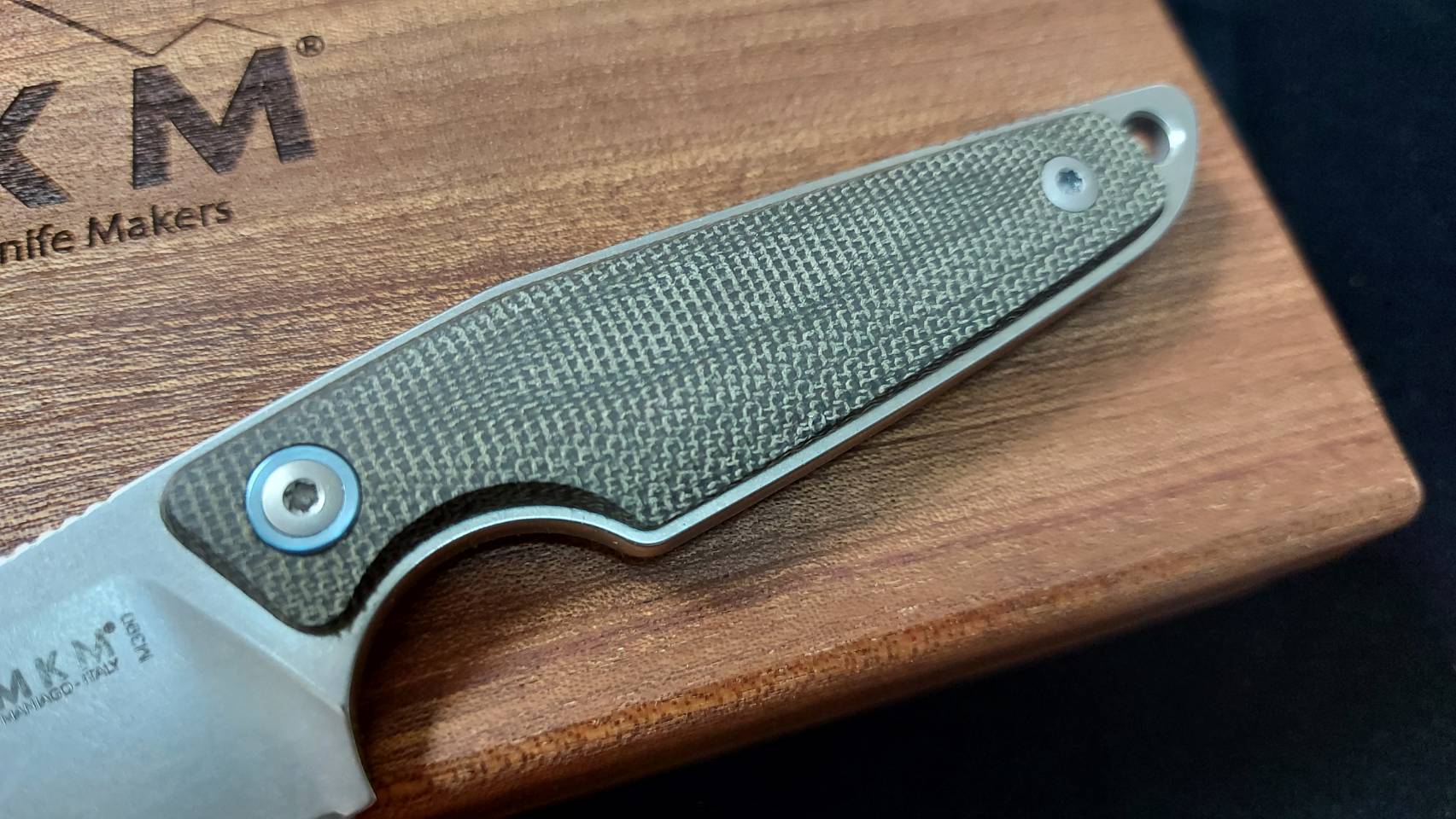 MKM MAKRO 1 M390 SW SHEEPSFOOT FIXED bld GRN CVN MICARTA hdl