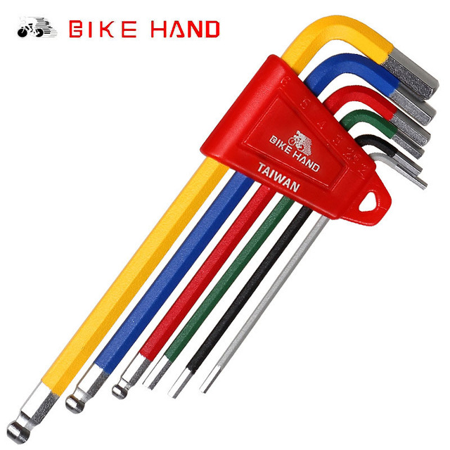 ชุดหกเหลี่ยม BIKE HAND Hex Key Set MTB Road Bike Repair Tool Kit Service Wrench Colorful 6 PCS,YC-613-6C