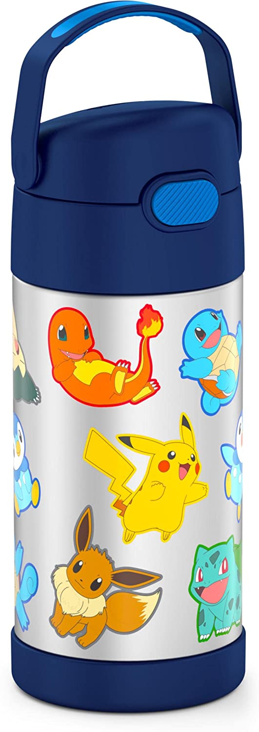New กระติกน้ำเก็บความเย็น มีหูหิ้ว Pokemon Thermos Vacuum Insulated Stainless Steel 12 Ounce