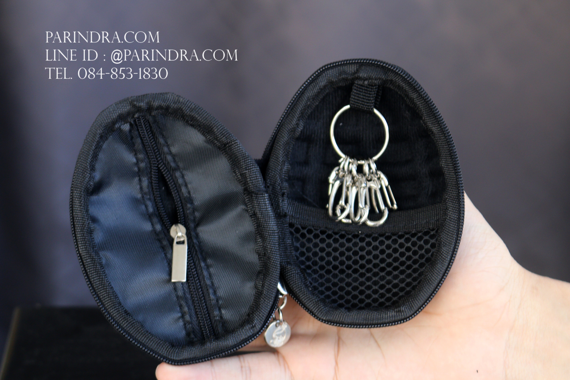 กระเป๋าใส่กุญแจพกพา แบบลูกระเบิด สีดำ มีคลิปแบบปลดเร็ว