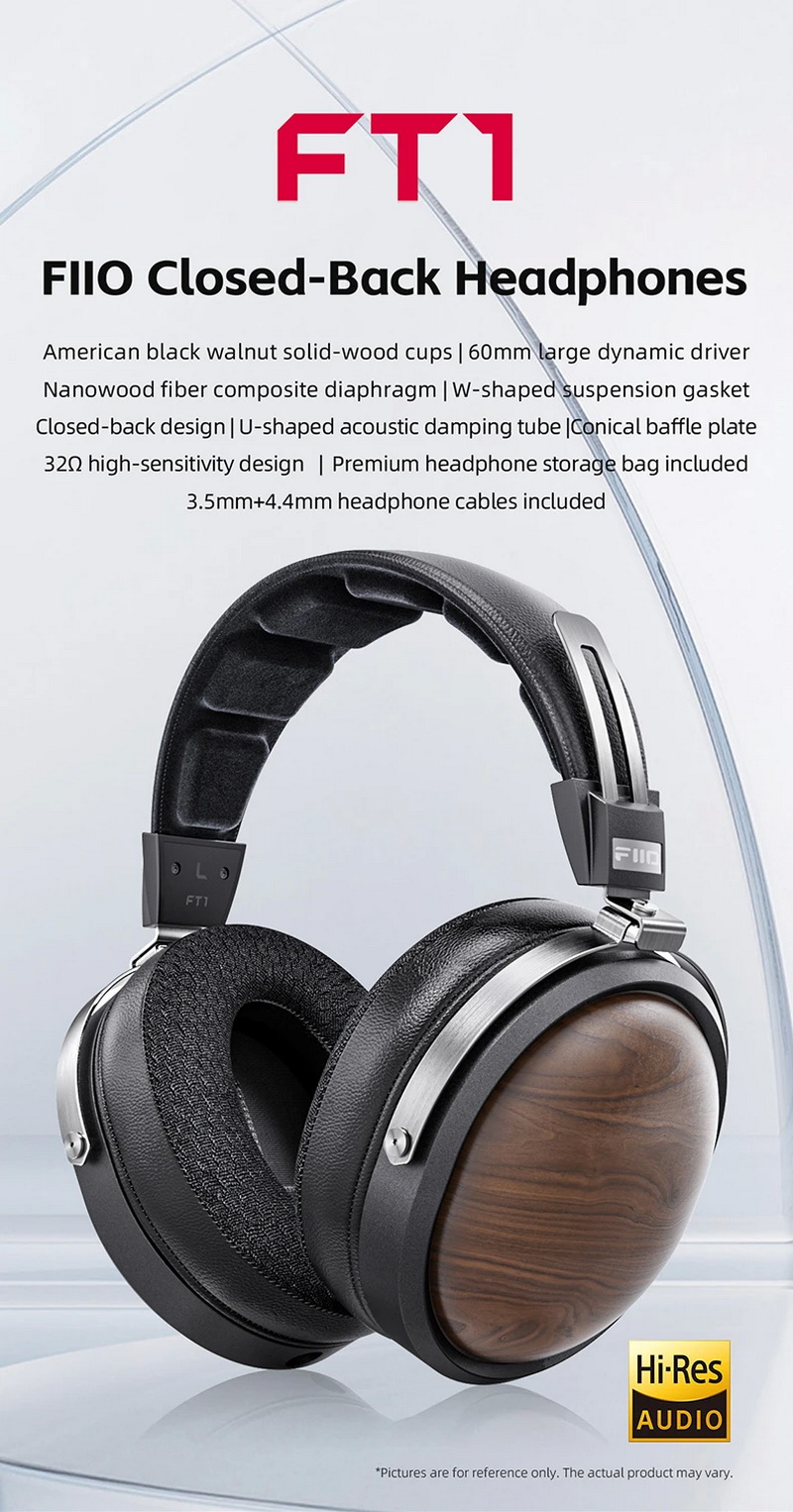 FiiO FT1 หูฟัง Headphones ไดรเวอร์ไดนามิก 60มม. ฝาครอบหูฟังไม้วอลนัทอเมริกัน ประกันศูนย์ไทย
