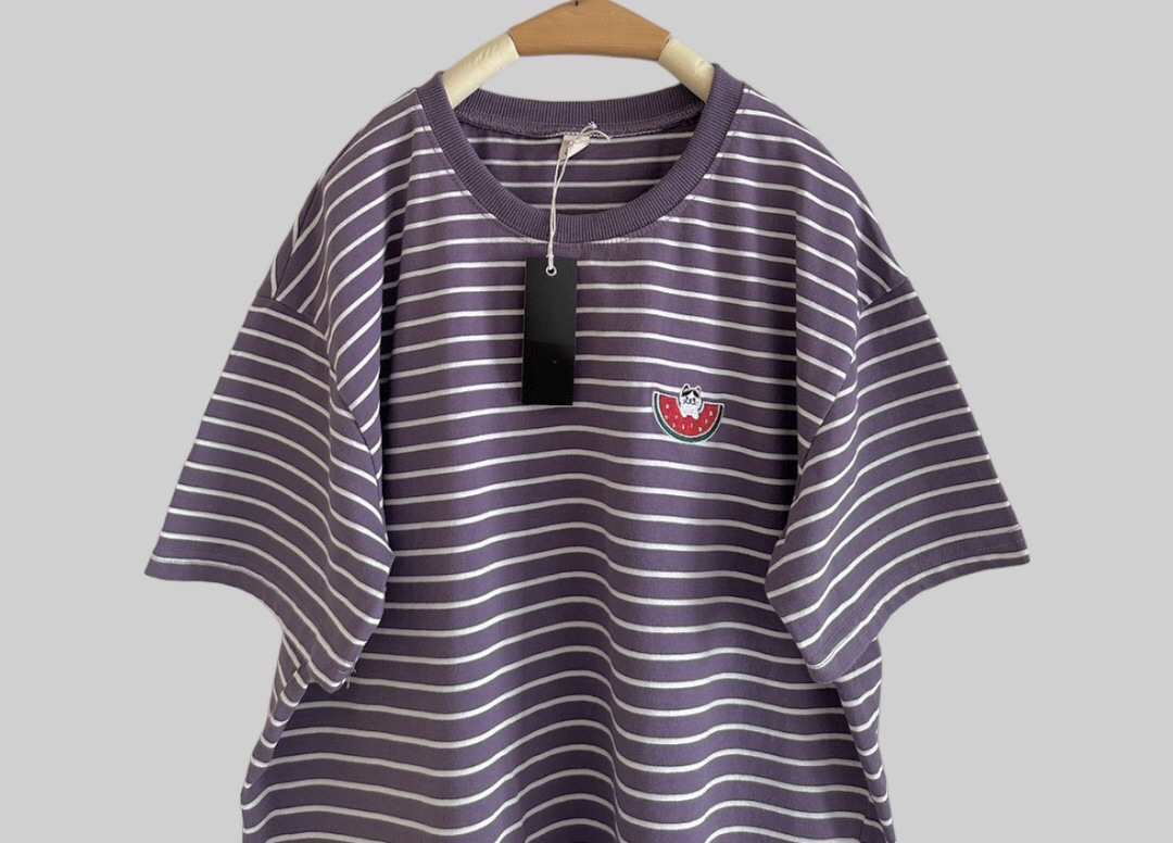 เสื้อยืดลายทางลายปักแมว~แตงโม